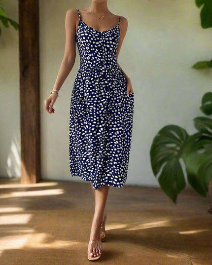 Spring summer polka dot print bohemian print dress skirt for women