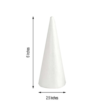 AliKopy 24 Pack 6" White Styrofoam Cones for DIY Crafts - Versatile &
