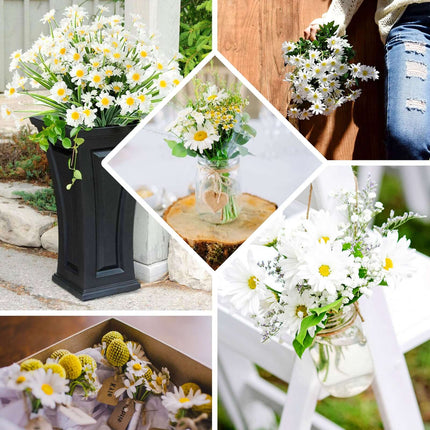 AliKopy 6 White Artificial Silk Daisy Flower Stems - Realistic & Durab