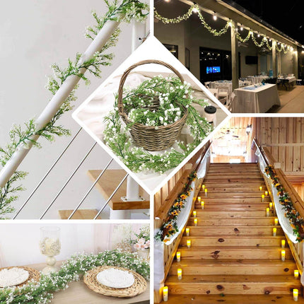 AliKopy 6ft White Faux Baby Breath Vines - Realistic Silk Garland