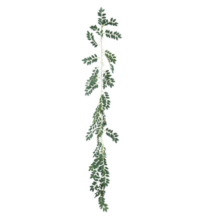 AliKopy 2 Pack 6ft Green Artificial Honey Locust Leaf Garland, Flexibl