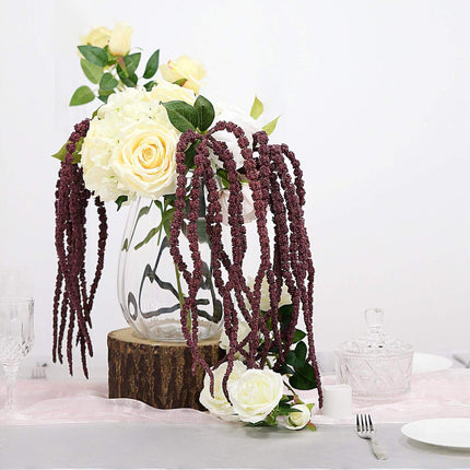 AliKopy 2 Pack Burgundy Amaranthus Flower Stem Spray with Ivy Leaves,