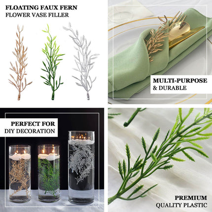 AliKopy 25-Pack Metallic Gold Fern Leaf Stems - 6" Faux Floral Decor