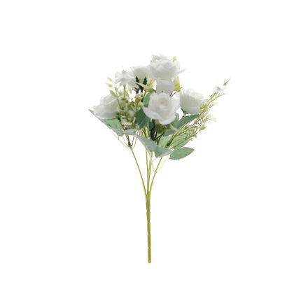 AliKopy 12" Ivory Real Touch Silk Rose Bouquet - 4 Bushes, Faux Bridal