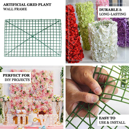 AliKopy 10 Pack Dark Green Artificial Flower Wall Grid Panels, 24"x16