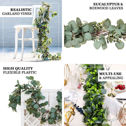AliKopy 7ft Real Touch Eucalyptus Garland - Lifelike Greenery, Versati
