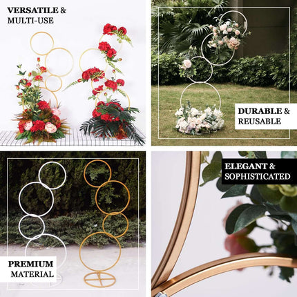 AliKopy 5ft 4-Tiered Gold Hoop Flower Stand - Elegant Wedding Centerpi