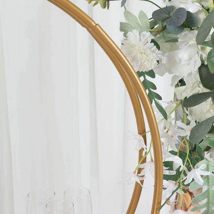 AliKopy Double Frame Hoop Table Centerpiece - Gold Metal, 24" Height