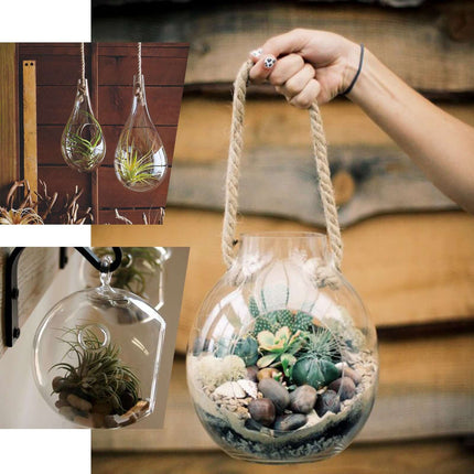 AliKopy 3-Pack Glass Wall Vases - Modern Rhombus Design Planters