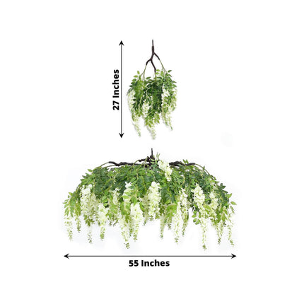 AliKopy 55" Cream Silk Wisteria Vine Chandelier - Interchangeable Bran