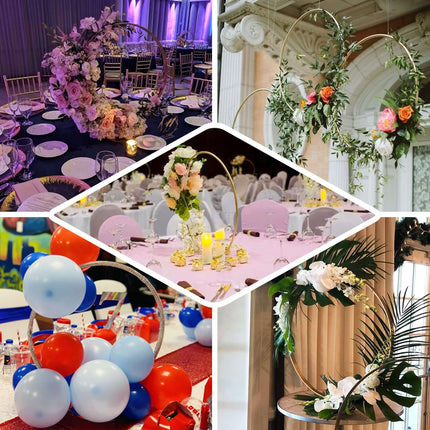 AliKopy 24" Gold Metal Round Wedding Arch Centerpiece - Elegant Table