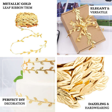 AliKopy 67ft Olive Gold Leaf Ribbon Trim - Artificial Vines for DIY De