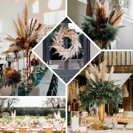AliKopy 6 Stems Natural Dried Pampas Grass - 32" Boho Chic Decor