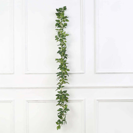 AliKopy 6ft Real Touch Green Silk Rose Leaf Garland - Flexible & Lifel