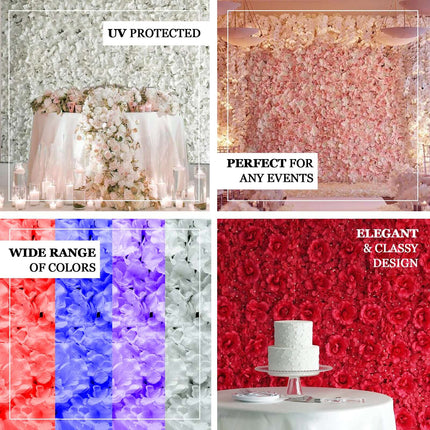 AliKopy 11 Sq ft Blush UV Protected Hydrangea Flower Wall Mat - 4 Pane
