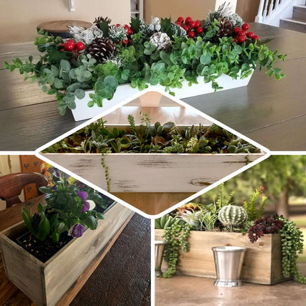 AliKopy Whitewash Wood Planter Box 24"x6" - Removable Liner, Natural D