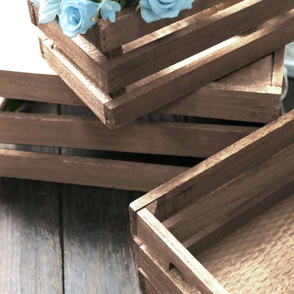AliKopy Set of 3 Rustic Wooden Crates - Versatile Planters & Storage
