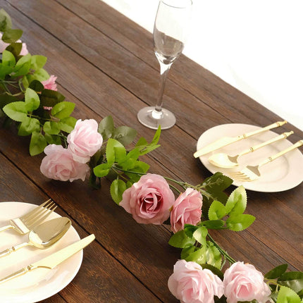 AliKopy 2 Pack 7ft Blush Dusty Rose Silk Flower Garland - 26 Flower He