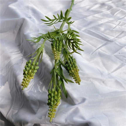 Lifelike Nature-Inspired Plastic Cereal Plant Branches - Set of Realistic Green Accents