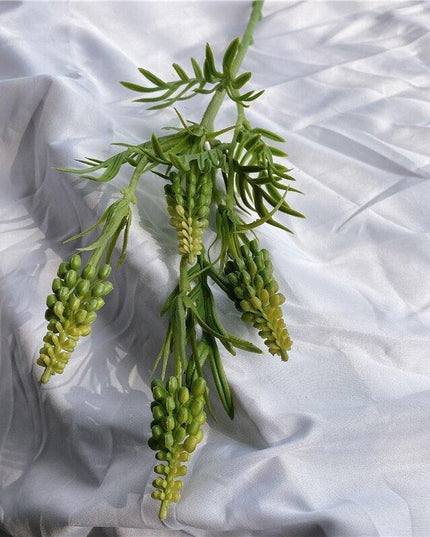 Lifelike Nature-Inspired Plastic Cereal Plant Branches - Set of Realistic Green Accents