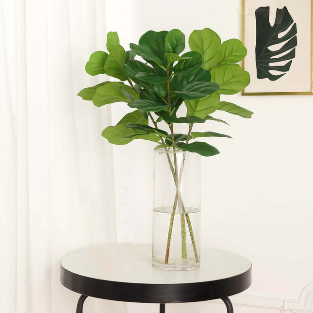 AliKopy 25" Green Artificial Fiddle Leaf Branches - Set of 2, Realisti