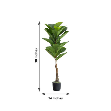 AliKopy 2 Pack 3ft Artificial Fiddle Leaf Fig Trees - Potted, Realisti