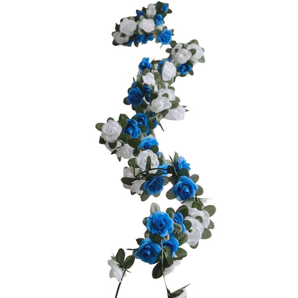 AliKopy 2 Pack 8ft Silk Flower Garland - Royal Blue Mini Rose Vines, 4