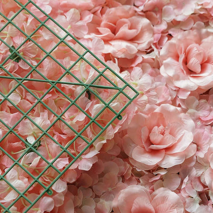 AliKopy 11 Sq Ft Blush & Cream 3D Silk Flower Wall Mat - 4 Panels