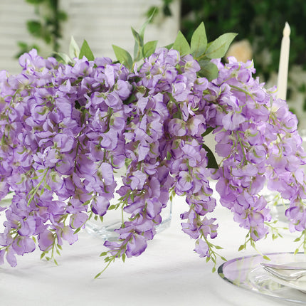 AliKopy 6 Pack Purple Silk Wisteria Vines - 21" Long, Lifelike Design