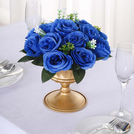 AliKopy 2 Pack Royal Blue Silk 15-Head Rose Flower Balls - 10" Centerp