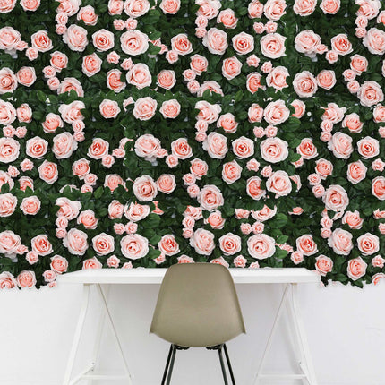 AliKopy 4 Pack Blush Silk Rose Flower Wall Panel, Easy Install, 12 Sq
