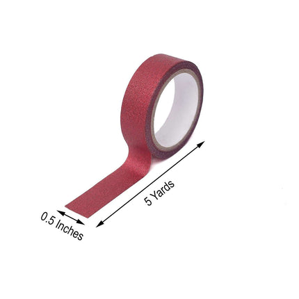 AliKopy 5 Pack Burgundy Glitter Washi Tape - 0.5"x5 Yards, DIY Craft