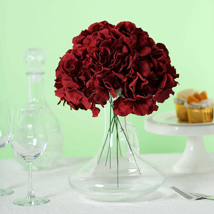 AliKopy Burgundy Satin Hydrangeas - 10 Flower Heads & Stems, DIY Frien