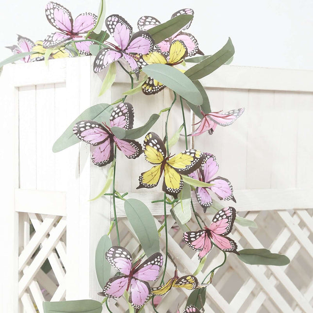 AliKopy 3 Pack 6ft Artificial Butterfly Garland with Faux Flowers & Gr