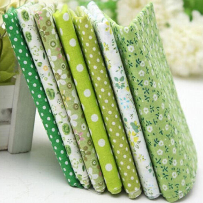 Delightful Floral & Polka Dot Cotton Fabric Squares Set - 7 Unique Designs, 25x25cm