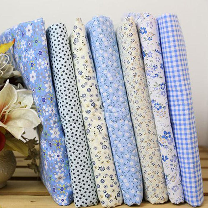 Delightful Floral & Polka Dot Cotton Fabric Squares Set - 7 Unique Designs, 25x25cm