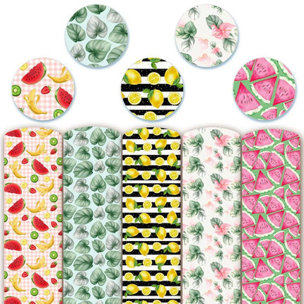 Lively Fruit-Themed Faux Leather - Craft with Flair and Grace