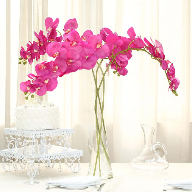 AliKopy 40" Tall Fuchsia Artificial Silk Orchid Flower Bouquets - 2 St
