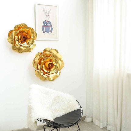 AliKopy 6 Pack 8" Metallic Gold Real Touch Foam Craft Roses - DIY Deco
