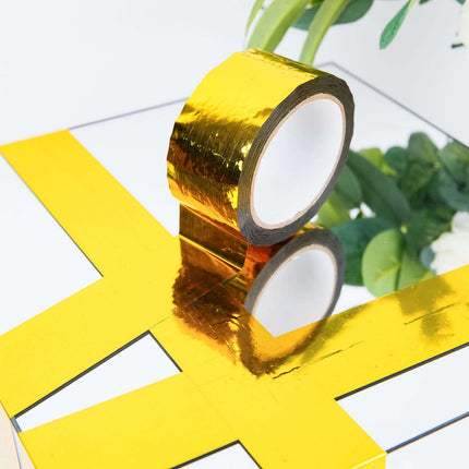 AliKopy 100 Yds 2" Gold Metallic Adhesive Tape - Durable Floral Wrap