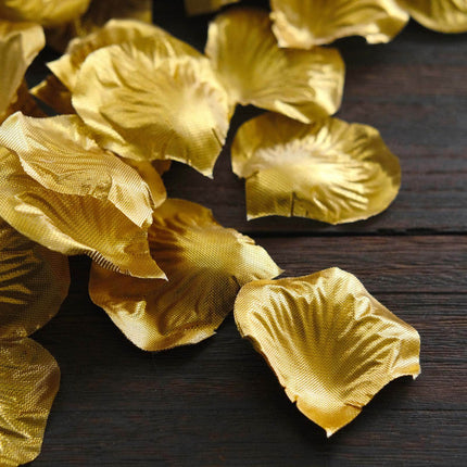 AliKopy 500-Pack Metallic Gold Silk Rose Petals - Round Design, Table
