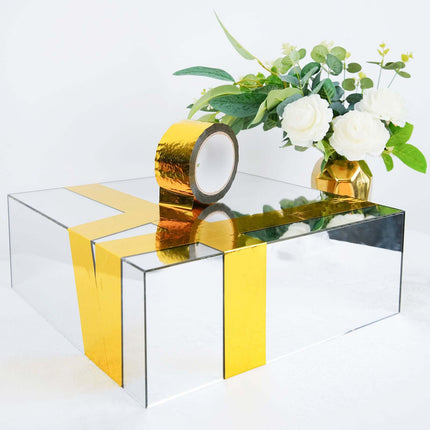 AliKopy 100 Yds 2" Gold Metallic Adhesive Tape - Durable Floral Wrap