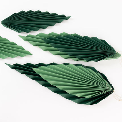 AliKopy Set of 6 Tropical Palm Leaves Hanging Paper Fans - Foldable, P