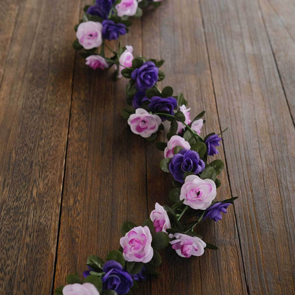 AliKopy 2-Pack 8ft Lavender Purple Silk Flower Garland, 45 Flower Head