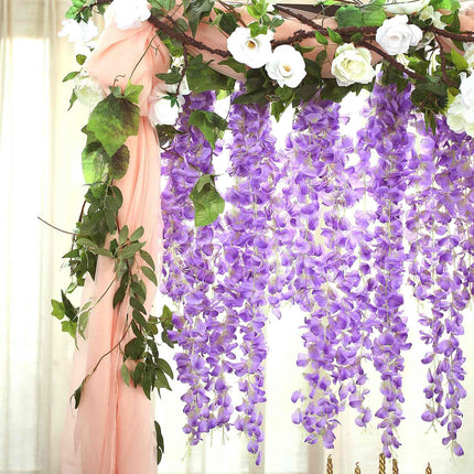 AliKopy 42" Lavender Wisteria Flower Garland - 5 Full Strands, Silk