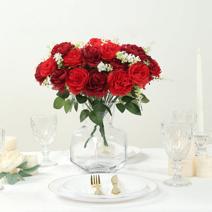 AliKopy 2-Pack Burgundy Silk Peony Bouquet - Lifelike Floral Decor