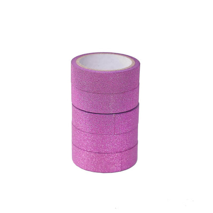 AliKopy 5 Pack Hot Pink Glitter Washi Tape - Self-Adhesive, 5 Yards