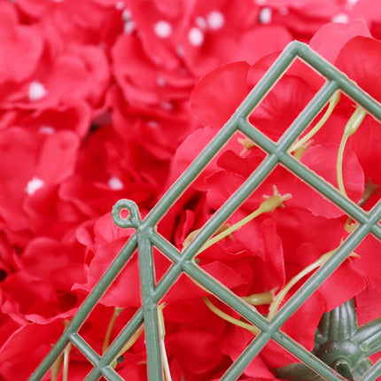 AliKopy 11 Sq Ft Red 3D Silk Flower Wall Mat - 4 Panels, Durable Desig