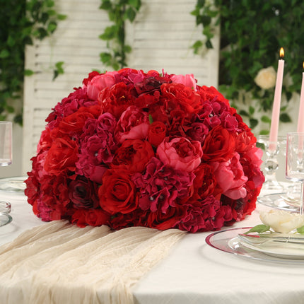 AliKopy 20" Red Silk Rose Wedding Centerpiece - Pre-Arranged, Elegant