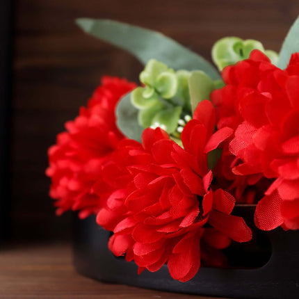 AliKopy 12 Red Artificial Silk Chrysanthemum Flower Bouquets - Lifesiz